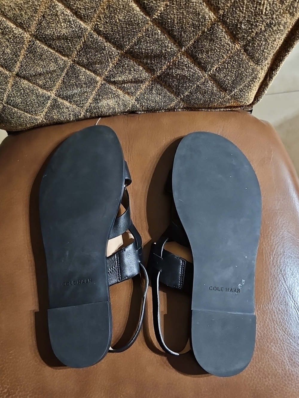 Cole Haan Fawn Black Leather Strappy Slingback Sandals Shoes - Picture 6 of 6